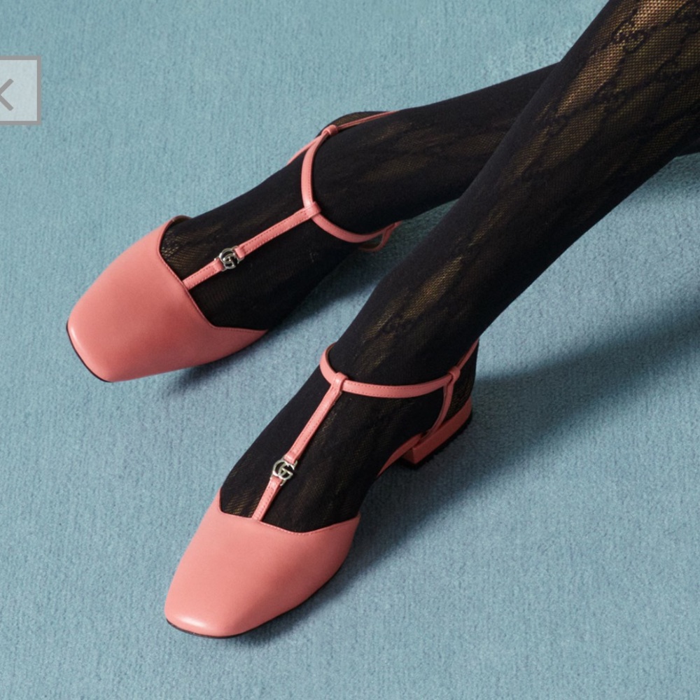 SOLD - GUCCI NIB women’s ballet flat pink double G in box new - Picture 1 of 7